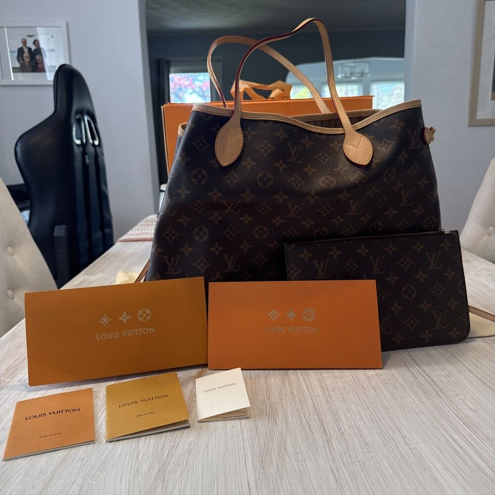 Louis Vuitton Neverfull Tote MM Brown Canvas - Box, Inserts, Bag & More